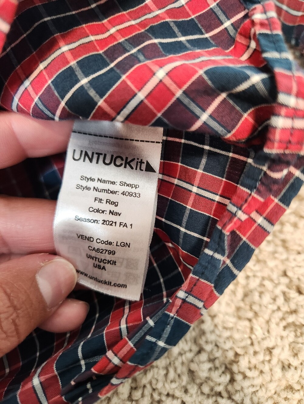 UNTUCKit Mens Long Sleeve Plaid Button Up Top Size XL - Picture 4 of 6
